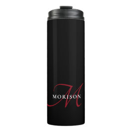 Elegantes, modernes Schwarzes Script Monogram Thermosbecher