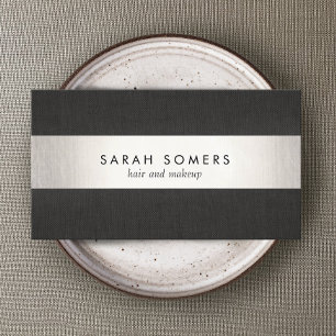 Elegantes, modernes schwarzes Silber gestreift Ber Visitenkarte