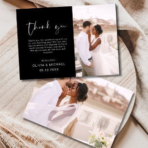 Elegantes, modernes Script Foto Hochzeit Dankeschö Dankeskarte