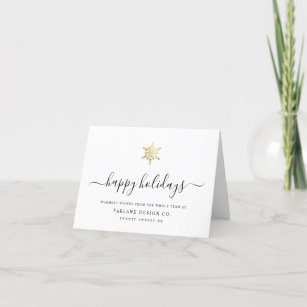 Elegantes, modernes Script Gold Snowflake Corporat Feiertagskarte