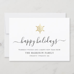 Elegantes, modernes Script Gold Snowflake Einfach Feiertagskarte