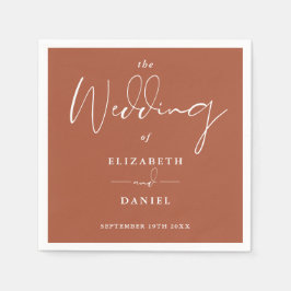Elegantes, modernes Script Terracotta Wedding Serviette