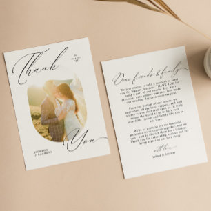 Elegantes, modernes Script Typografy Foto Wedding Dankeskarte