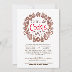 Elegantes, modernes Script Weihnachts-Cookie-Swap- Einladung