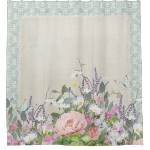 Elegantes modernes shabby Landhaus Chic Florale Pf Duschvorhang