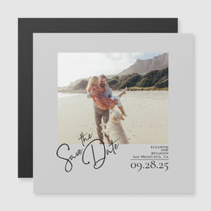 Elegantes, modernes, silbergraues, Save the Date F Magneteinladung
