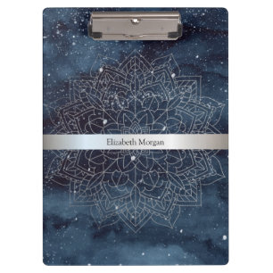 Elegantes modernes silbernes Mandala-Streifen-Must Klemmbrett