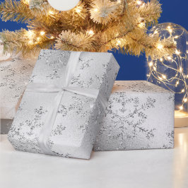 Elegantes, modernes Silberschneeflockenmuster Geschenkpapier