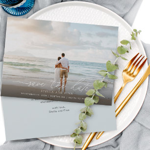 Elegantes modernes Skript-Foto-Hochzeits-Save-the- Save The Date