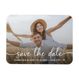 Elegantes modernes Skript-Foto Save The Date Magne Magnet