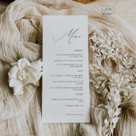 Elegantes, modernes Skript-Hochzeitmenü Menükarte