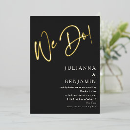 Elegantes modernes Skript Klassische Hochzeit Schw Folieneinladung