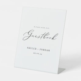 Elegantes modernes Skript Wedding Gästebuch Sockelschild