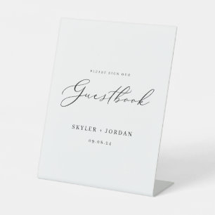 Elegantes modernes Skript Wedding Gästebuch Sockelschild