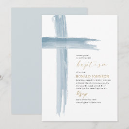 Elegantes modernes Taufkreuz Einladung