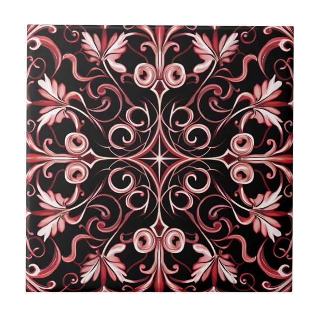 Elegantes modernes, Verziertes Burgund Fliese (Vorderseite)