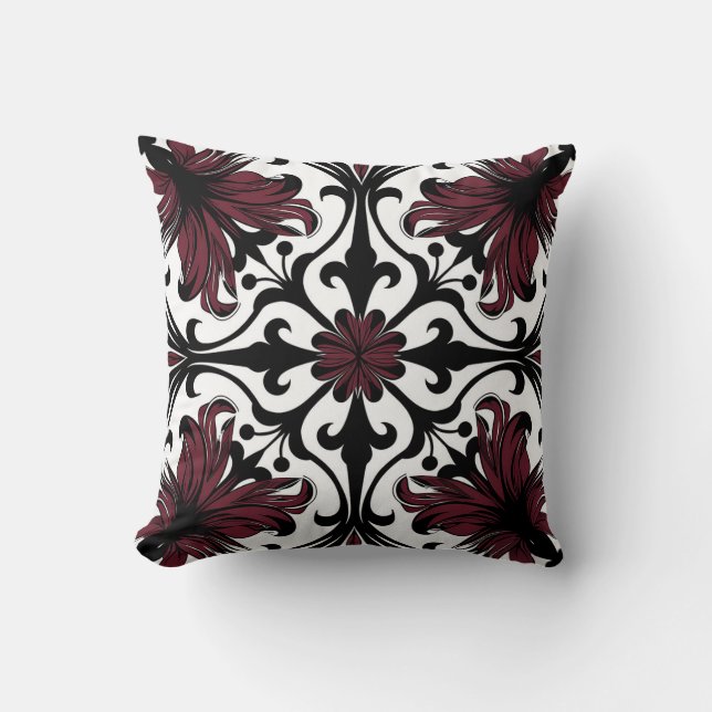 Elegantes modernes, Verziertes Burgund Kissen (Vorderseite)