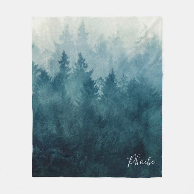 Elegantes modernes Waldland Personalisiert Fleecedecke (Vorderseite)