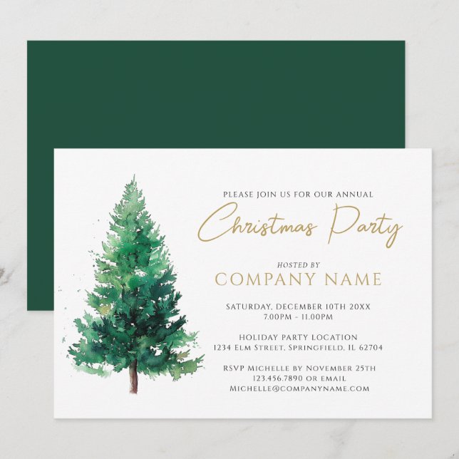 Elegantes modernes Weihnachtsbaum Corporate Party Einladung (Vorne/Hinten)