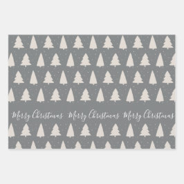 Elegantes, modernes Weihnachtsbaum silberrot Geschenkpapier Set