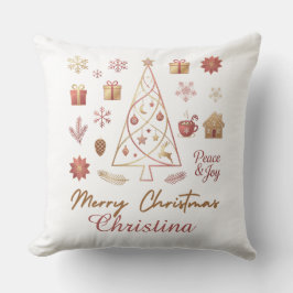 Elegantes modernes Weihnachtsdesign in Gold und Ro Kissen