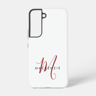 Elegantes modernes weiß-rotes Schriftmonogramm Samsung Galaxy Hülle