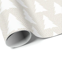 Elegantes, modernes weißes Baumuster Beige Geometr Geschenkpapier