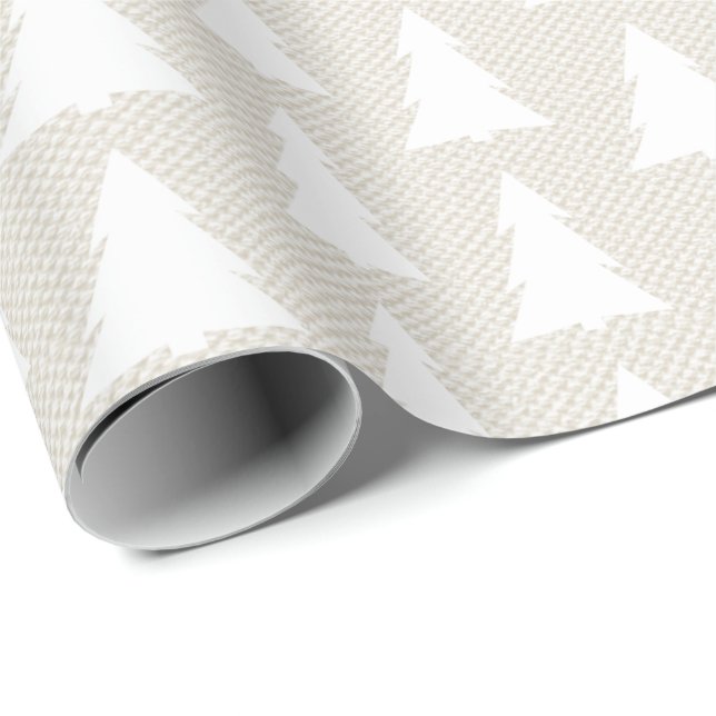 Elegantes, modernes weißes Baumuster Beige Geometr Geschenkpapier (Rolleneckpunkt)