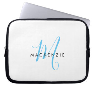 Elegantes modernes weißes himmelblaues Schriftmono Laptopschutzhülle