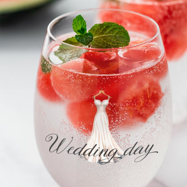 Elegantes, modernes weißes Hochzeitstreukleid Weinglas Ohne Stiel (Von Creator hochgeladen)