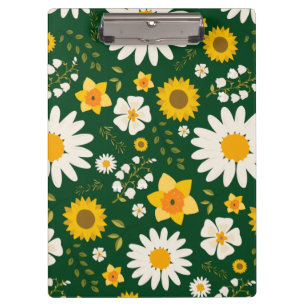 Elegantes modernes, weißgelbes Blumendesign Klemmbrett