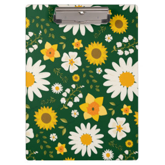 Elegantes modernes, weißgelbes Blumendesign Klemmbrett