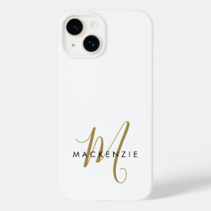 Elegantes modernes weißgoldenes Schriftmonogramm Case-Mate iPhone 14 Hülle