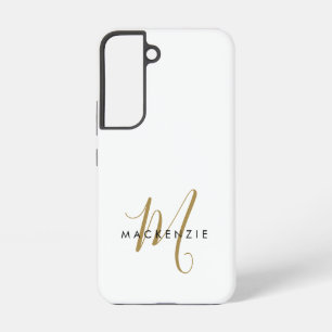 Elegantes modernes weißgoldenes Schriftmonogramm Samsung Galaxy Hülle