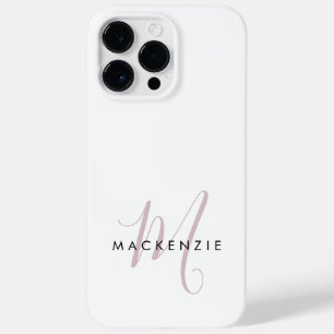 Elegantes, modernes White Blush Pink Script Monogr Case-Mate iPhone 14 Pro Max Hülle