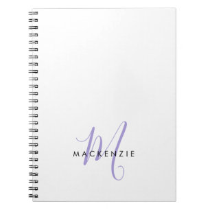 Elegantes, modernes White Lavender Script Monogram Notizblock