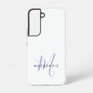 Elegantes, modernes White Lavender Script Monogram Samsung Galaxy Hülle