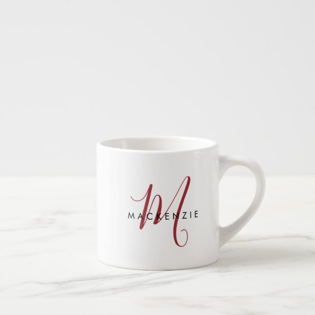 Elegantes, modernes White Script Monogram Espressotasse (Rechts)