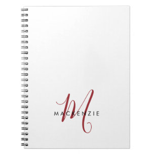 Elegantes, modernes White Script Monogram Notizblock