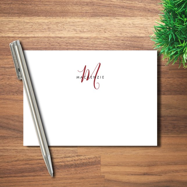 Elegantes, modernes White Script Monogram Post-it Klebezettel (Von Creator hochgeladen)