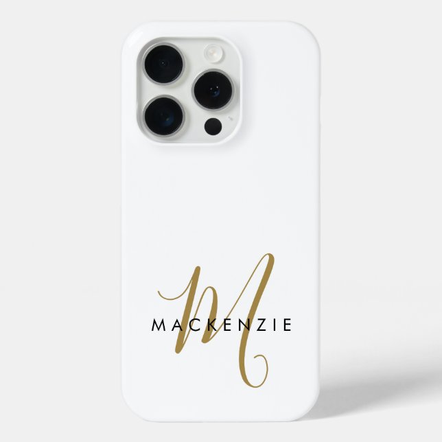 Elegantes, modernes White-Script-Monogramm Case-Mate iPhone Hülle (Rückseite)