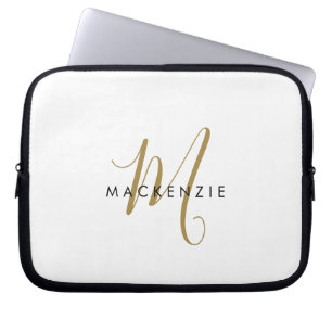 Elegantes, modernes White-Script-Monogramm Laptopschutzhülle