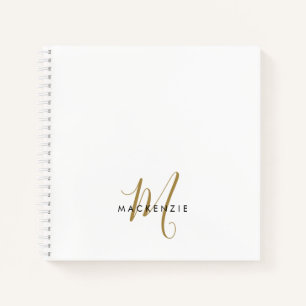 Elegantes, modernes White-Script-Monogramm Notizbuch