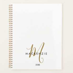 Elegantes, modernes White-Script-Monogramm Planer