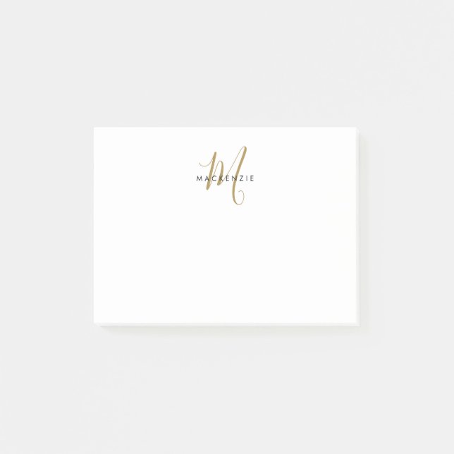 Elegantes, modernes White-Script-Monogramm Post-it Klebezettel (Vorderseite)