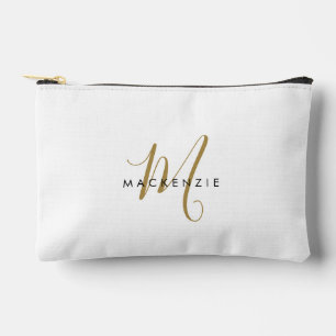 Elegantes, modernes White-Script-Monogramm Zubehörtasche