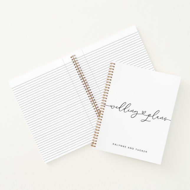 Elegantes modernes White Wedding Plans Herz Notizbuch (Innenseite)