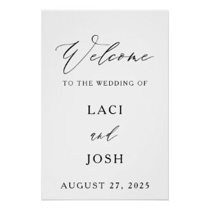 Elegantes modernes Willkommens-Hochzeitsschild B Poster