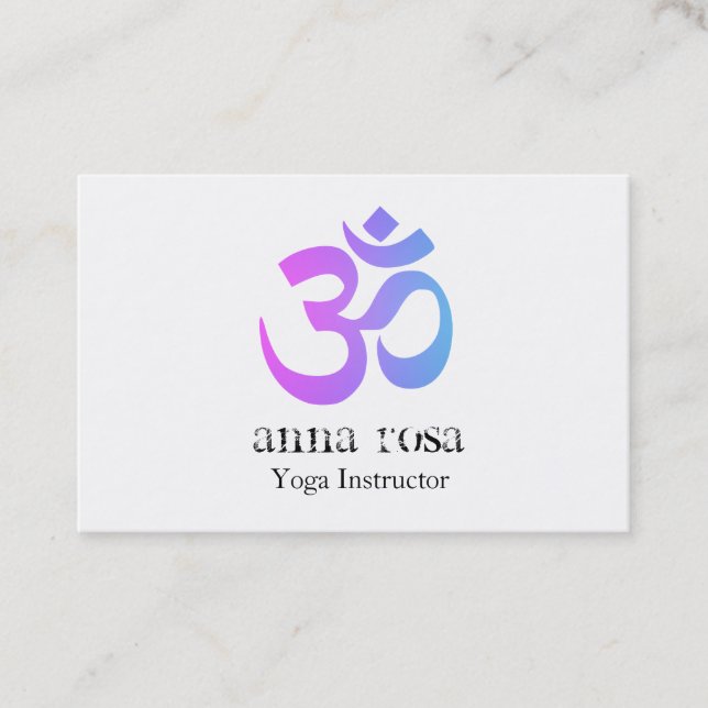 *~* elegantes modernes Yoga-Lehrer-OM-Om-Symbol Visitenkarte (Vorderseite)