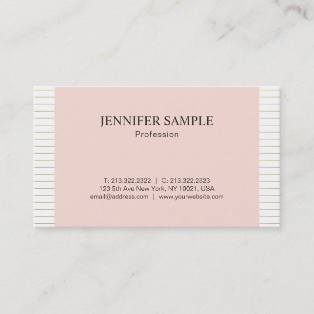 Elegantes Modisch Blush Pink Gold Weißes Design Sc Visitenkarte (Vorderseite)